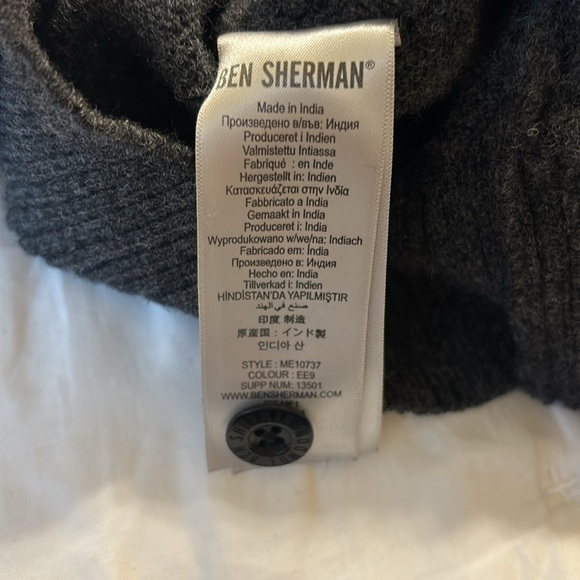 Men's Ben Sherman Lambswool Fisherman Sweater - Picture 7 of 8